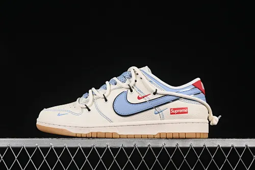 All Categories Nk SB Dunk Series Nk SB Dunk Low High-end Customized Low-top Shoes Nike SB Dunk Low Sup Series Strap Beige and Blue Hook Anniversary High-end Customized Low-top Casual Shoes FC1688-216